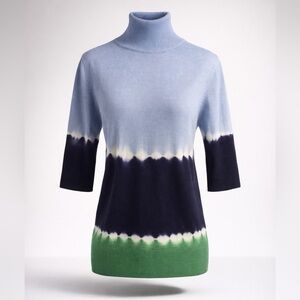 Prabel Garung ombre Tie-Dye mockneck Sweater, 1/2 sleeves, blues/greens, XS